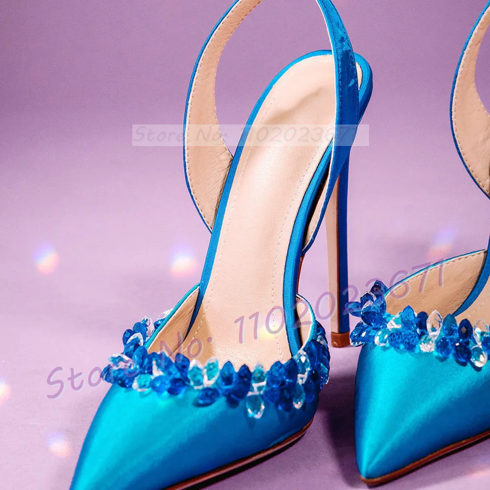 Blue Crystal Trim Elegant Sati - مراجعة Slip Dress Satin وسعره