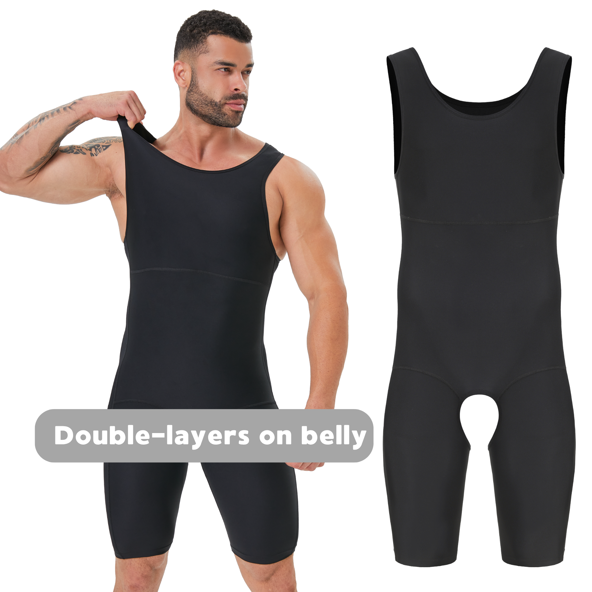 Men's Double Layer Tummy Contr - مراجعة Shapewear Bodysuit Firm وسعره