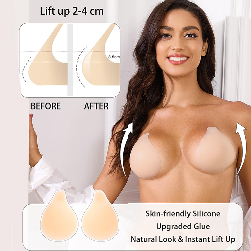 1/2 Pairs Women Sticky Bra Pus - مراجعة Strapless Bra Backless وسعره