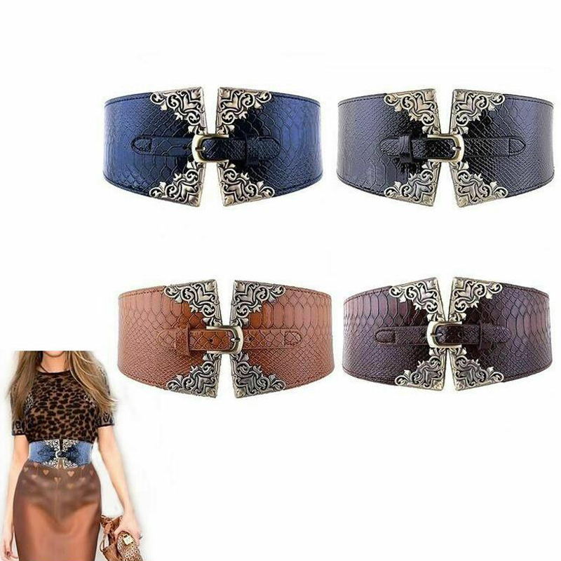 Women Elastic Buckle Wide Belt - مراجعة Corset Waist Cinch وسعره