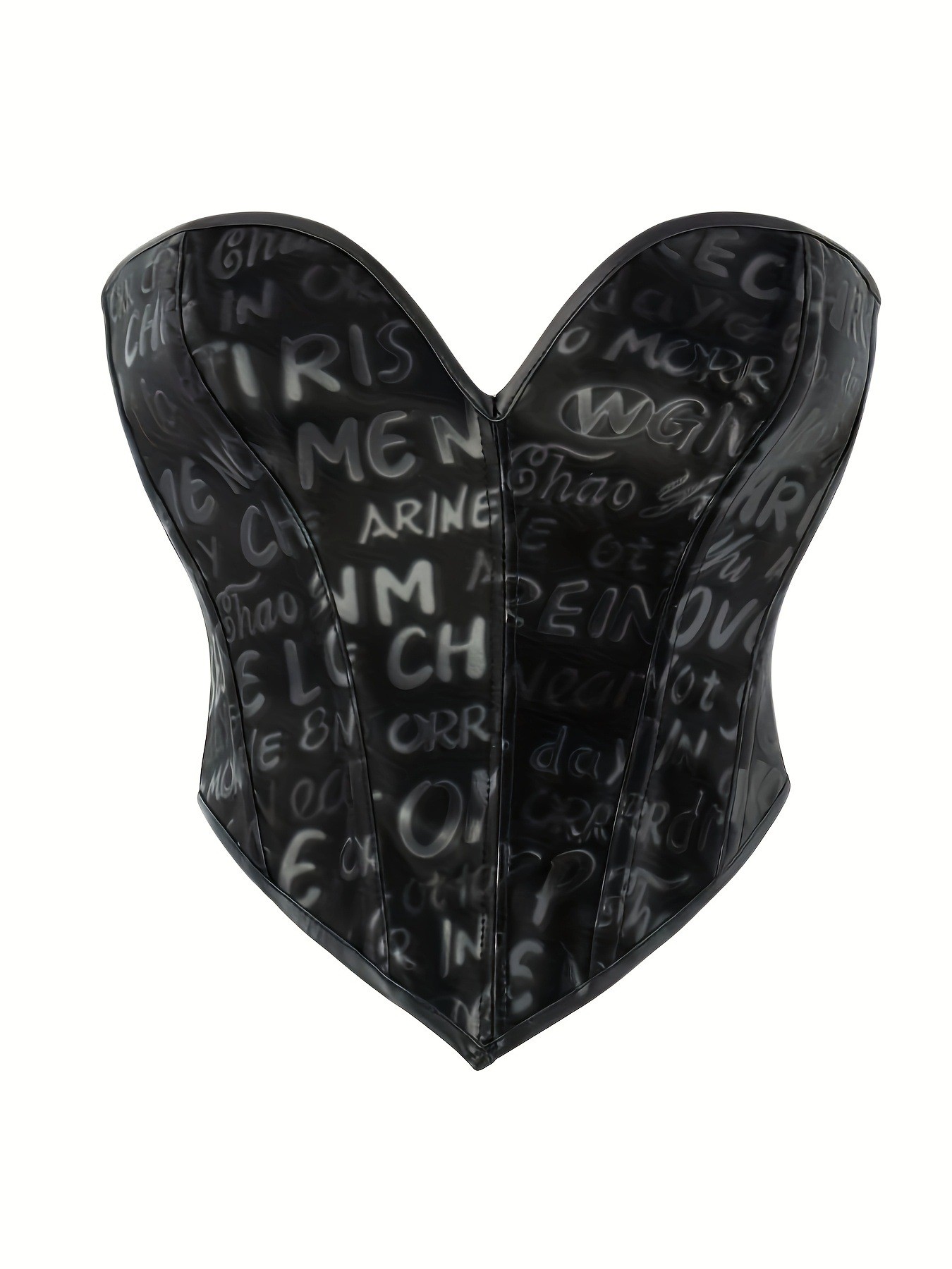 Black letter printed strapless - مراجعة Corset Waist Cinch وسعره