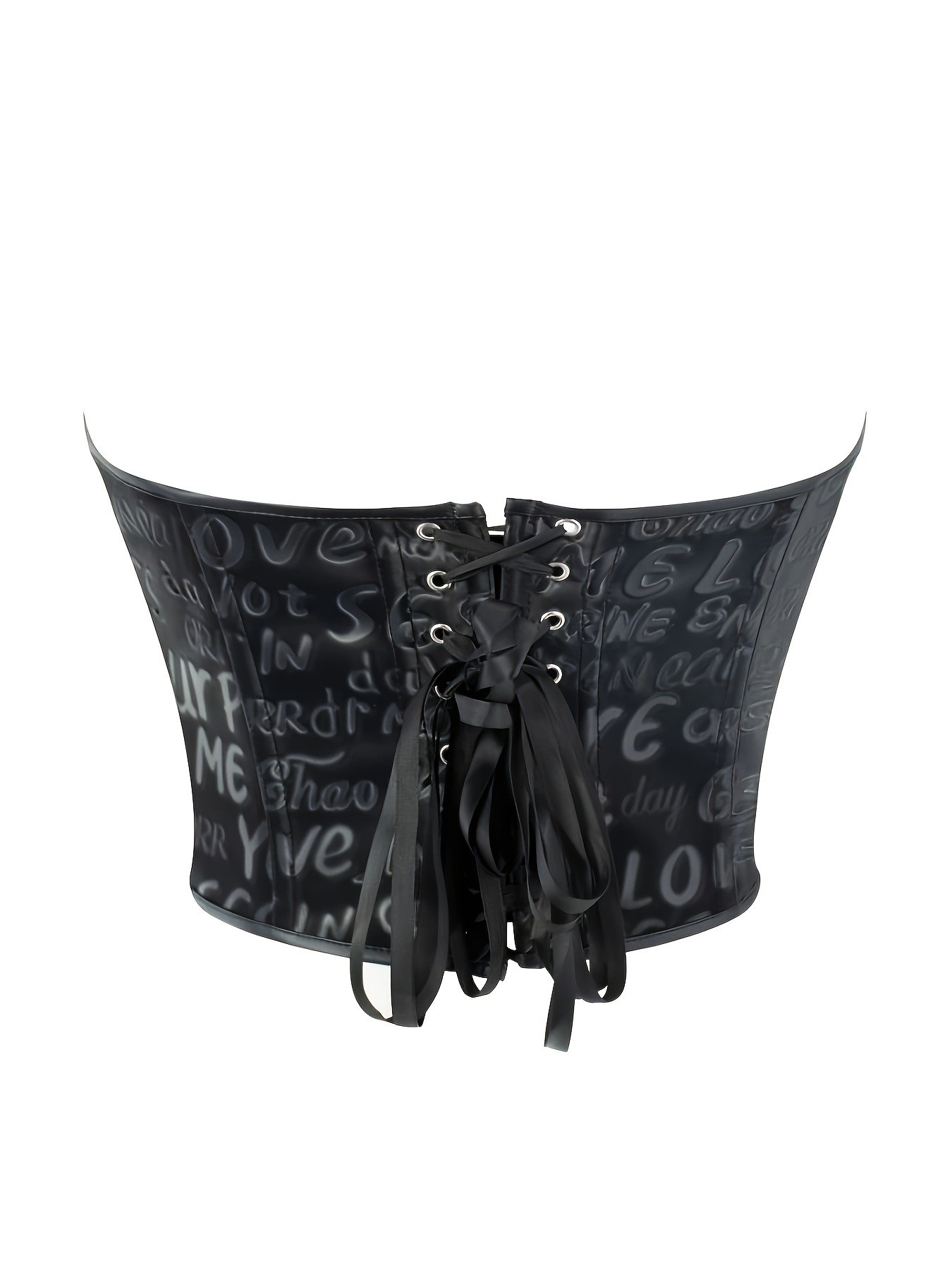 Black letter printed strapless - مراجعة Corset Waist Cinch وسعره