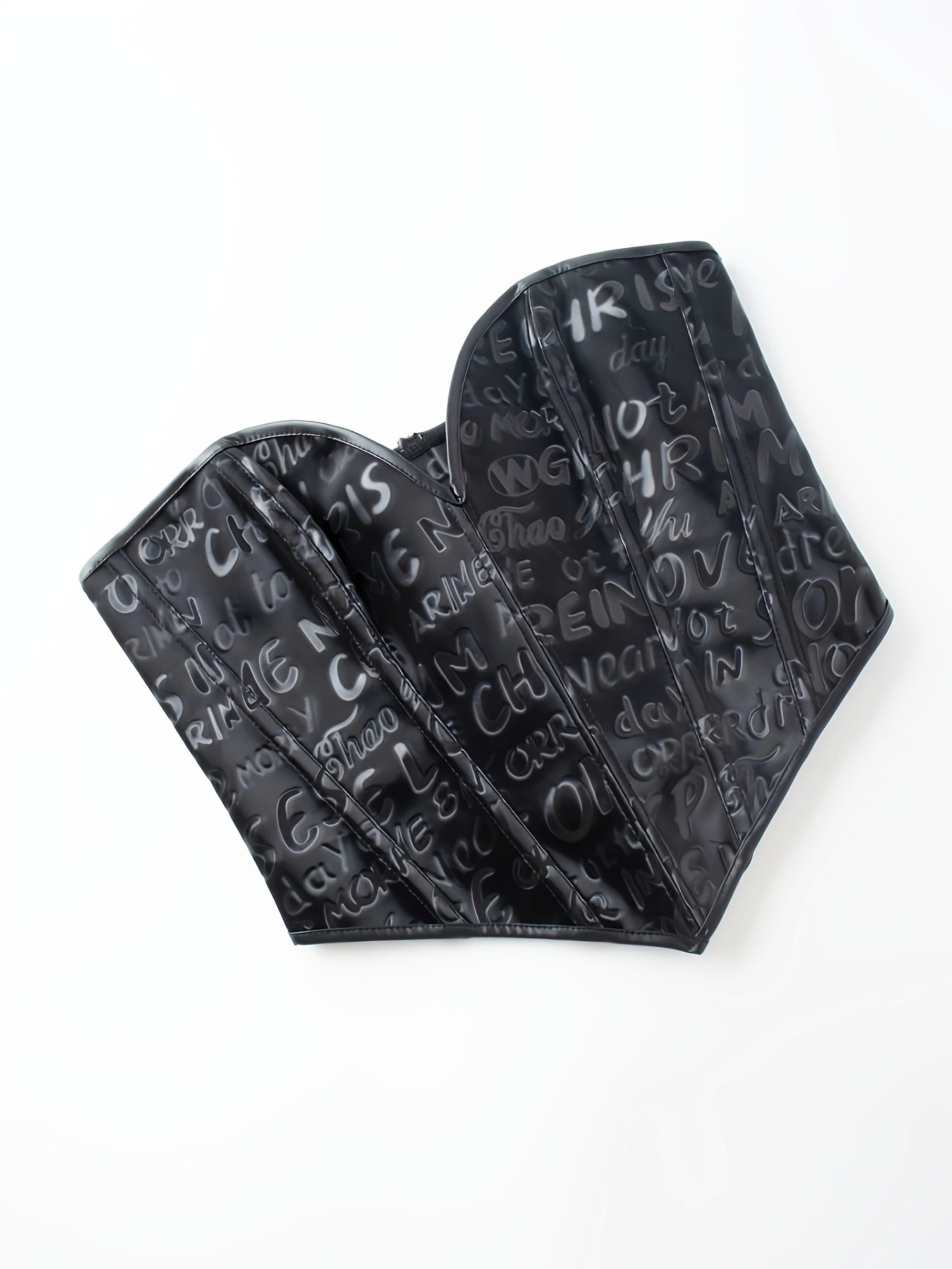 Black letter printed strapless - مراجعة Corset Waist Cinch وسعره