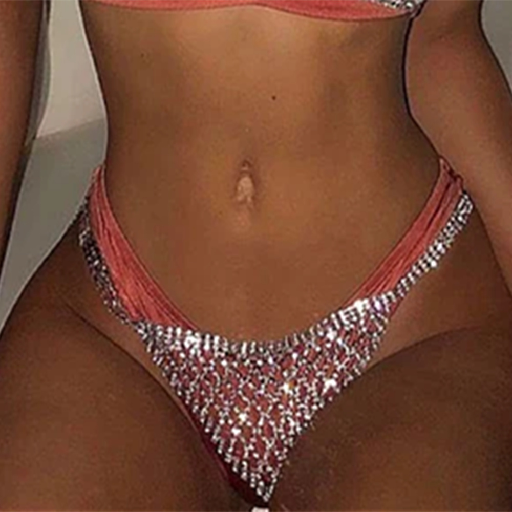 Stonefans Mesh Rhinestone Body - مراجعة Thong Bikini Women وسعره