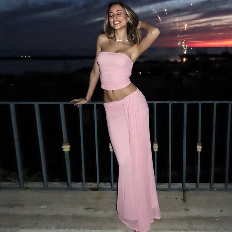 Tuularose Pink Long Dress 2-Pi - مراجعة Strapless Bra Backless وسعره
