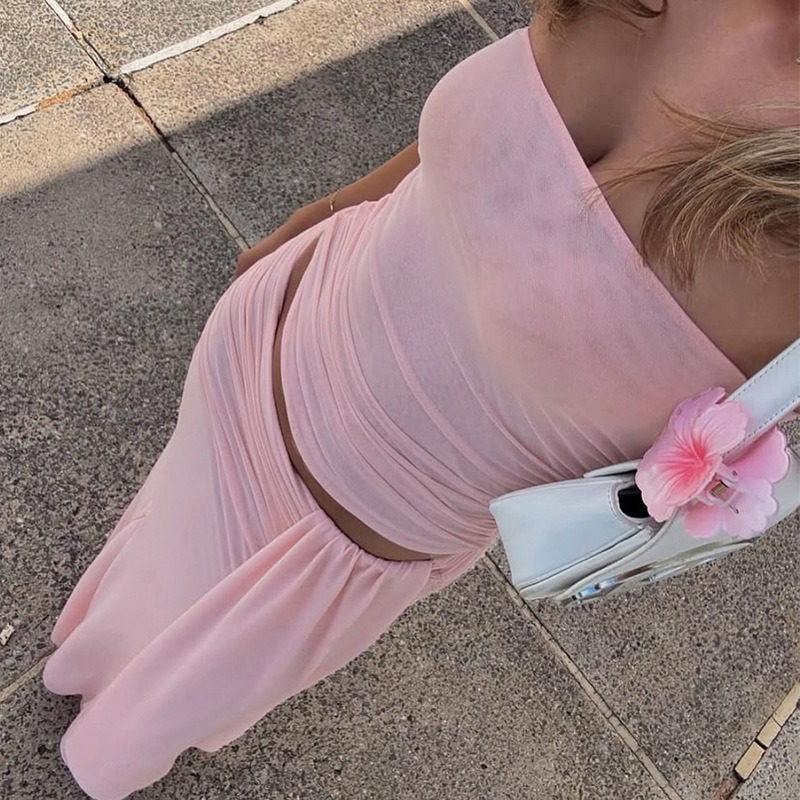 Tuularose Pink Long Dress 2-Pi - مراجعة Strapless Bra Backless وسعره