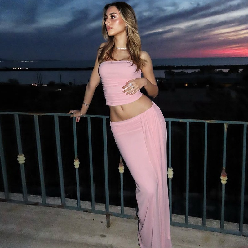 Tuularose Pink Long Dress 2-Pi - مراجعة Strapless Bra Backless وسعره