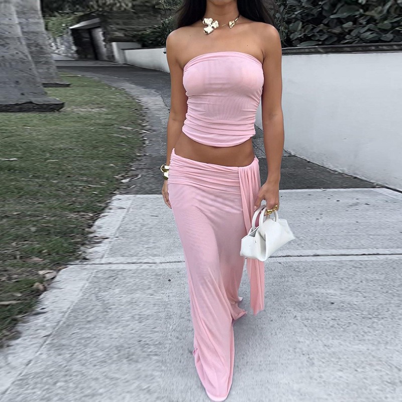 Tuularose Pink Long Dress 2-Pi - مراجعة Strapless Bra Backless وسعره