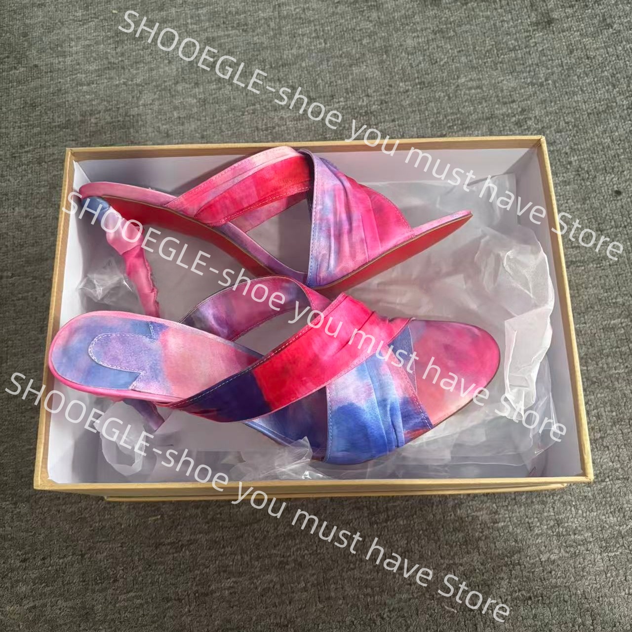 Women's Pink-Blue Tie-Dye Sati - مراجعة Slip Dress Satin وسعره