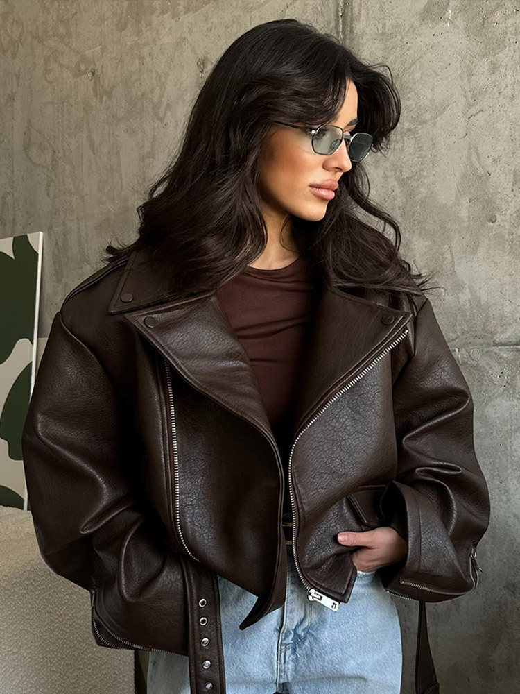 With Belt Leather Jacket Coat  - مراجعة Corset Waist Cinch وسعره