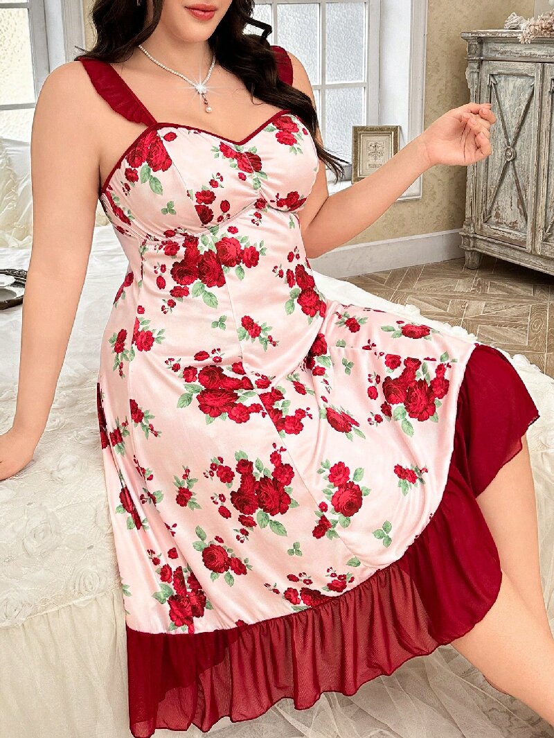 Plus Size Women's Floral Print - مراجعة Cami Top Lace وسعره