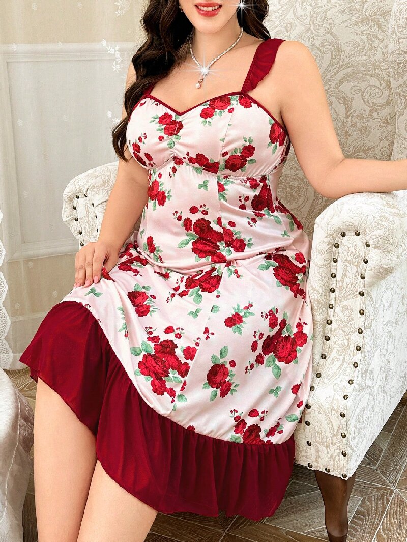 Plus Size Women's Floral Print - مراجعة Cami Top Lace وسعره