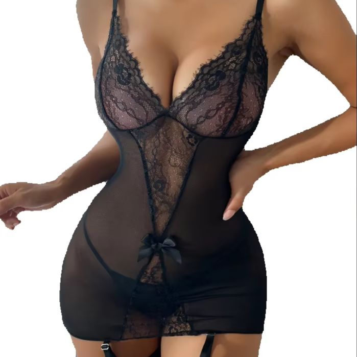 Lace Underwear Set with Stocki - مراجعة Garter Belt Set وسعره