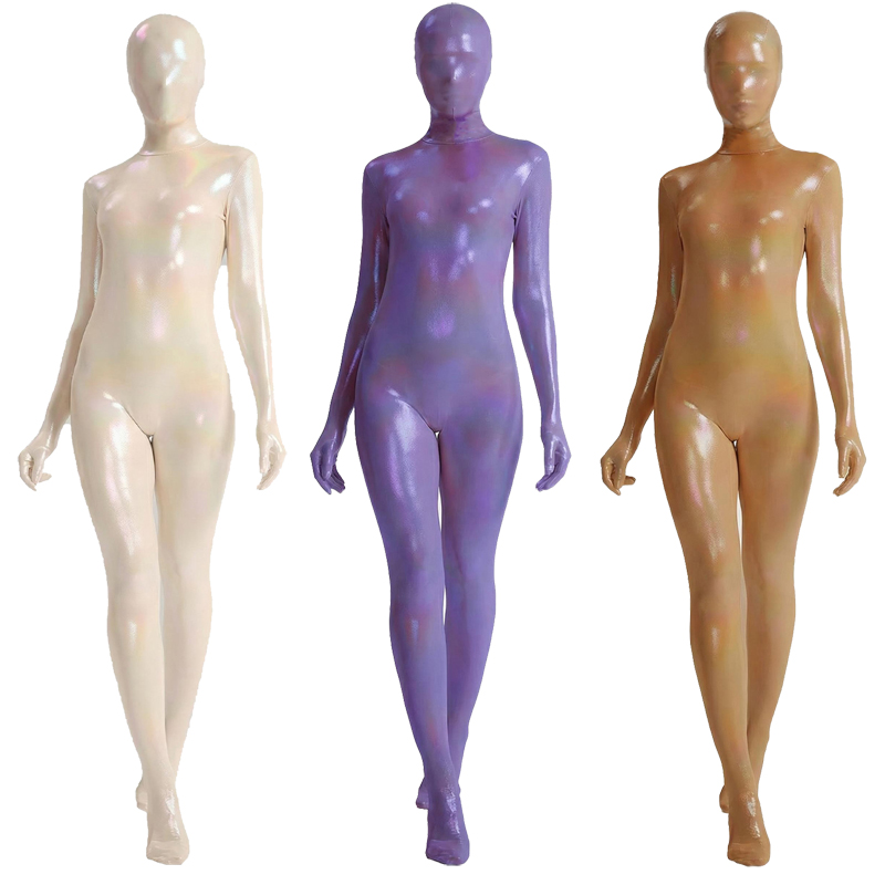 Women Shiny Gradient Zentai Bo - مراجعة Shapewear Bodysuit Firm وسعره