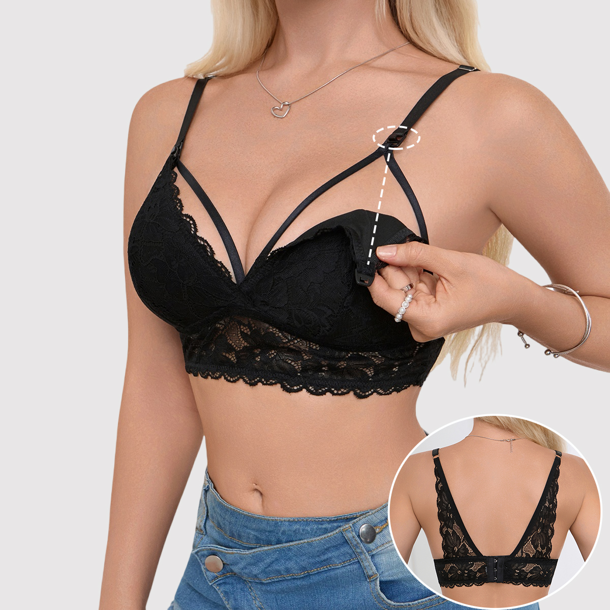 Sexy Hollow Out Lace Nursing B - مراجعة Nursing Bra Sleep وسعره