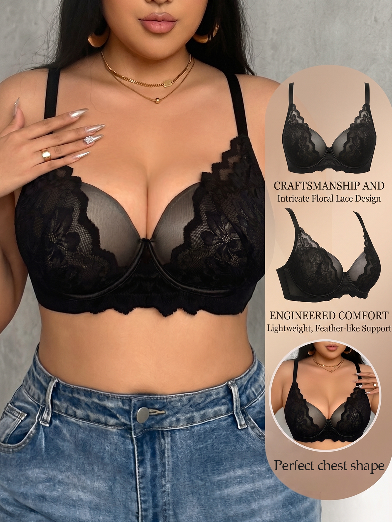 Wide Strap Plus Size Women Bra - مراجعة Push Up Bra Padded وسعره