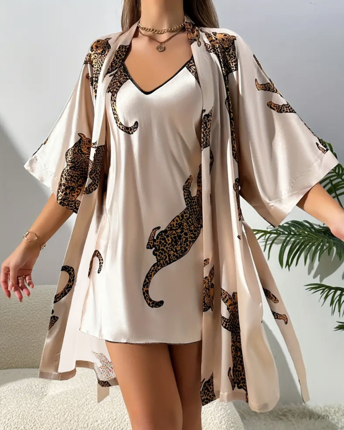 Imitation silk sleepwear sexy  - مراجعة Robe Silk Women وسعره