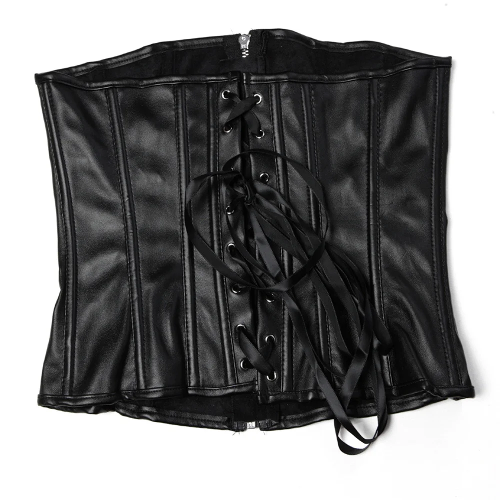 Black Short Zipper PU Faux Lea - مراجعة Corset Waist Cinch وسعره
