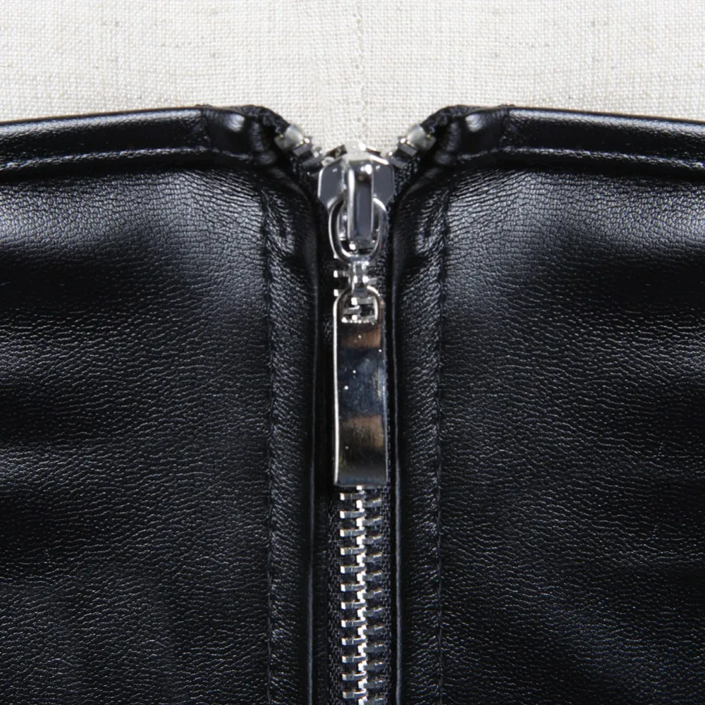 Black Short Zipper PU Faux Lea - مراجعة Corset Waist Cinch وسعره