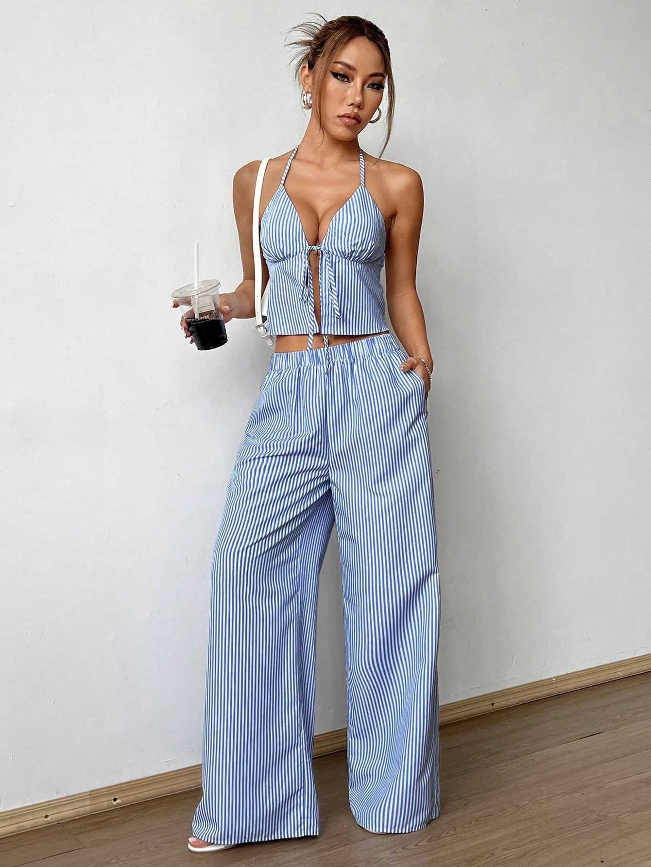 Striped Lace Up Camisole Colla - مراجعة Cami Top Lace وسعره