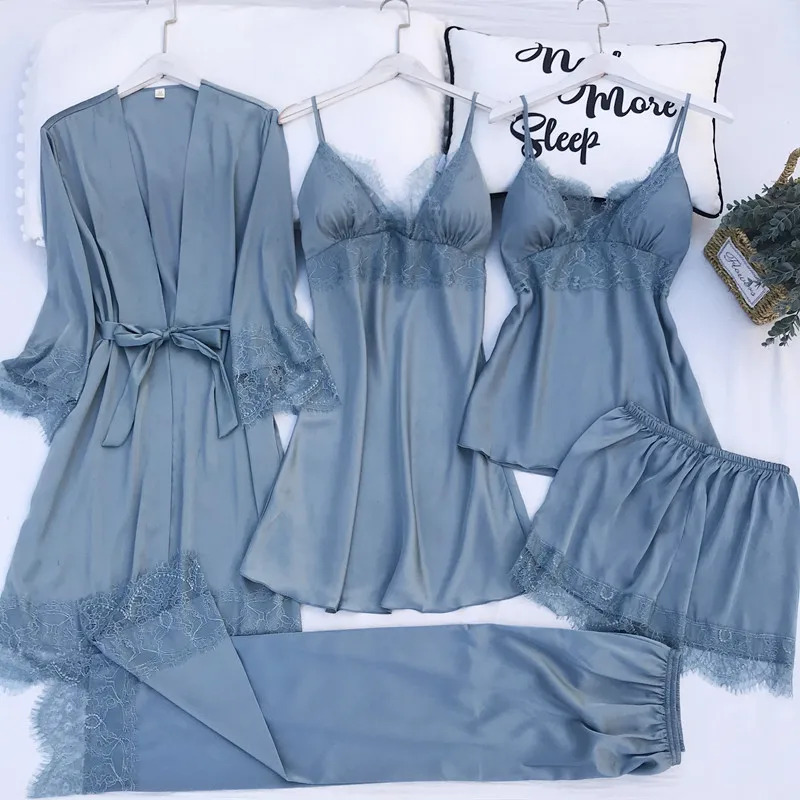 Pajamas Set Silk Satin Womens  - مراجعة Robe Silk Women وسعره