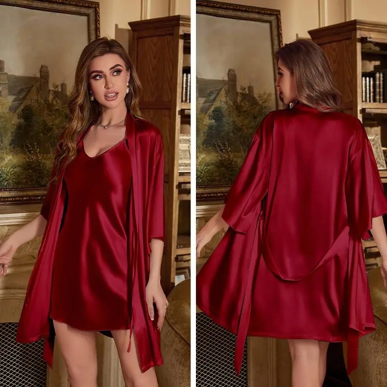 2PC Robe Suit Women Rayon Bath - مراجعة Robe Silk Women وسعره