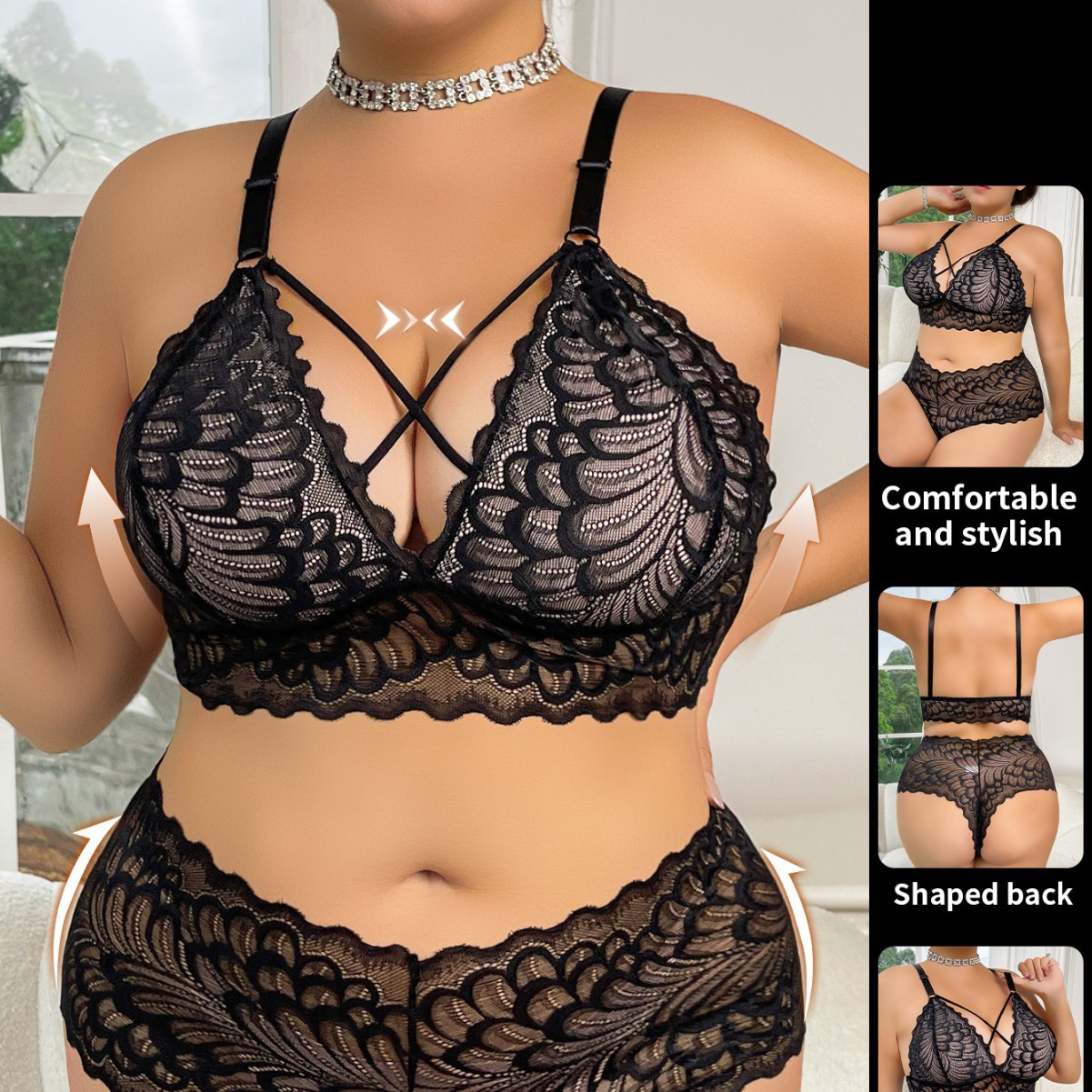 Plus Size Lingerie Set Wire-Fr - مراجعة Seamless Underwear Women وسعره