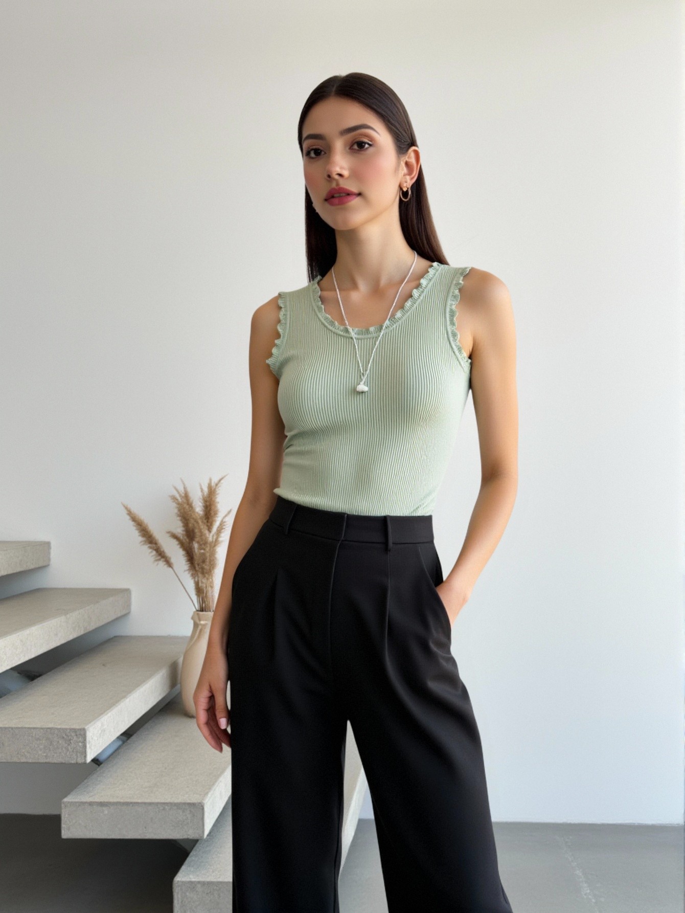 Women's Sleeveless Lace Trim R - مراجعة Cami Top Lace وسعره