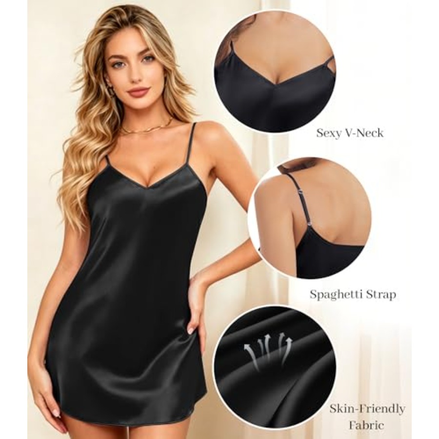 ETOSELL Womens Satin Nightgown - مراجعة Babydoll Chemise Night وسعره