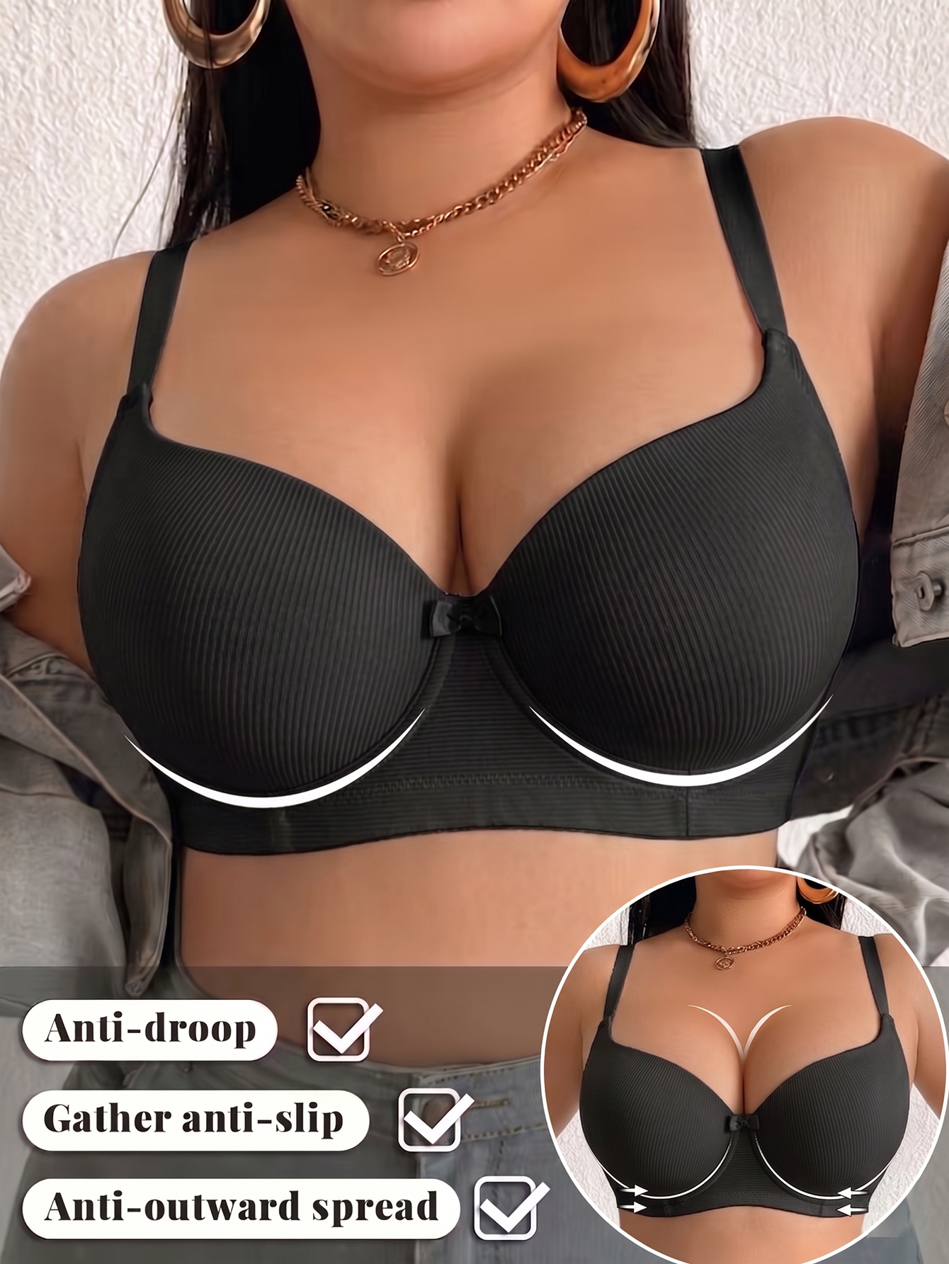 Plus Size Ribbed Women Bra Thi - مراجعة Push Up Bra Padded وسعره