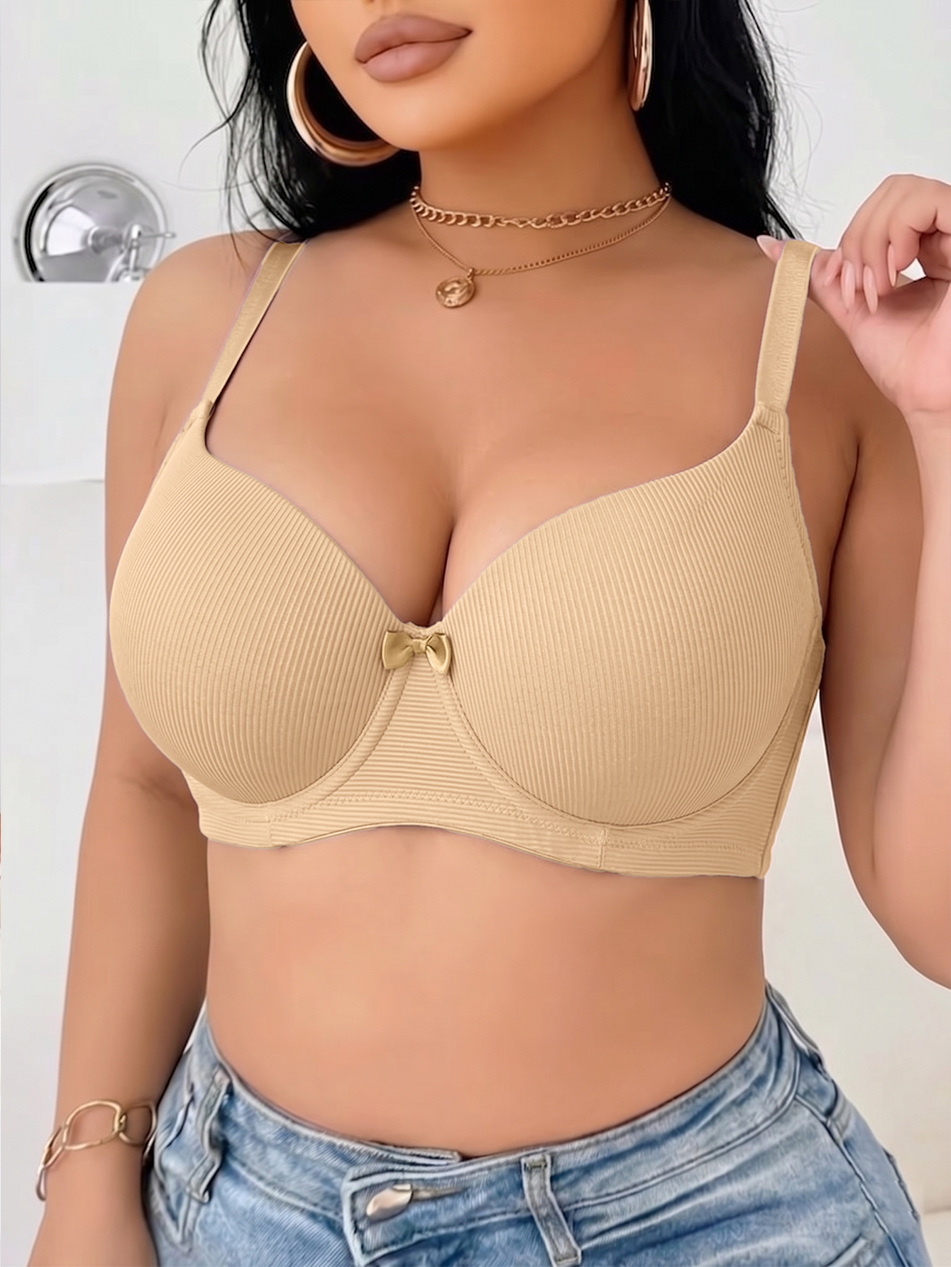 Plus Size Ribbed Women Bra Thi - مراجعة Push Up Bra Padded وسعره
