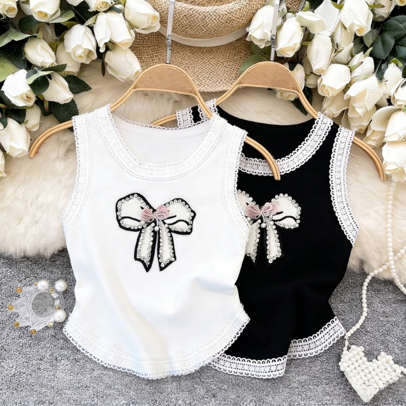 White Lace Trim Rhinestone Bow - مراجعة Cami Top Lace وسعره