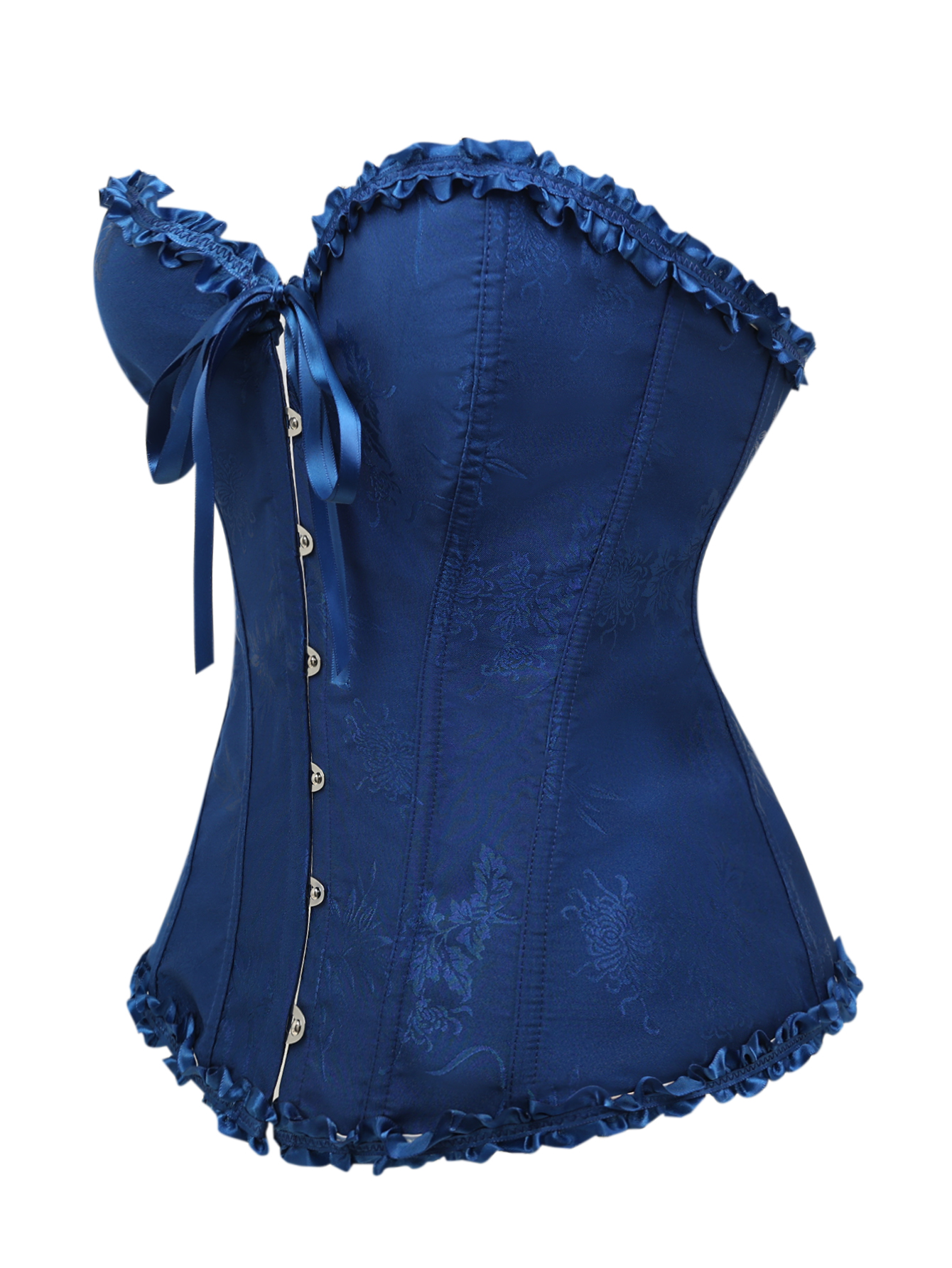 Dark blue jacquard lace edged  - مراجعة Corset Waist Cinch وسعره