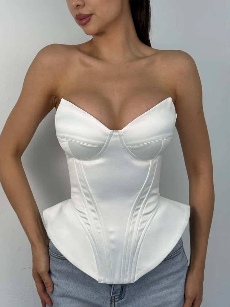 BKQU Sexy Fishbone Strapless C - مراجعة Corset Waist Cinch وسعره