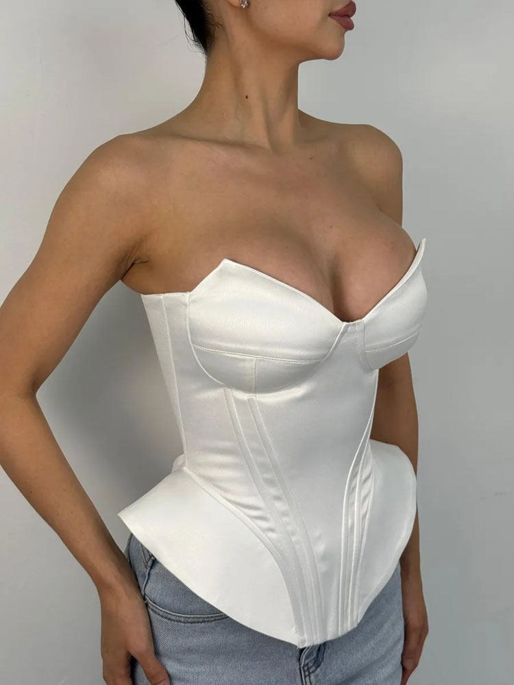 BKQU Sexy Fishbone Strapless C - مراجعة Corset Waist Cinch وسعره