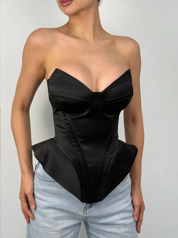 BKQU Sexy Fishbone Strapless C - مراجعة Corset Waist Cinch وسعره