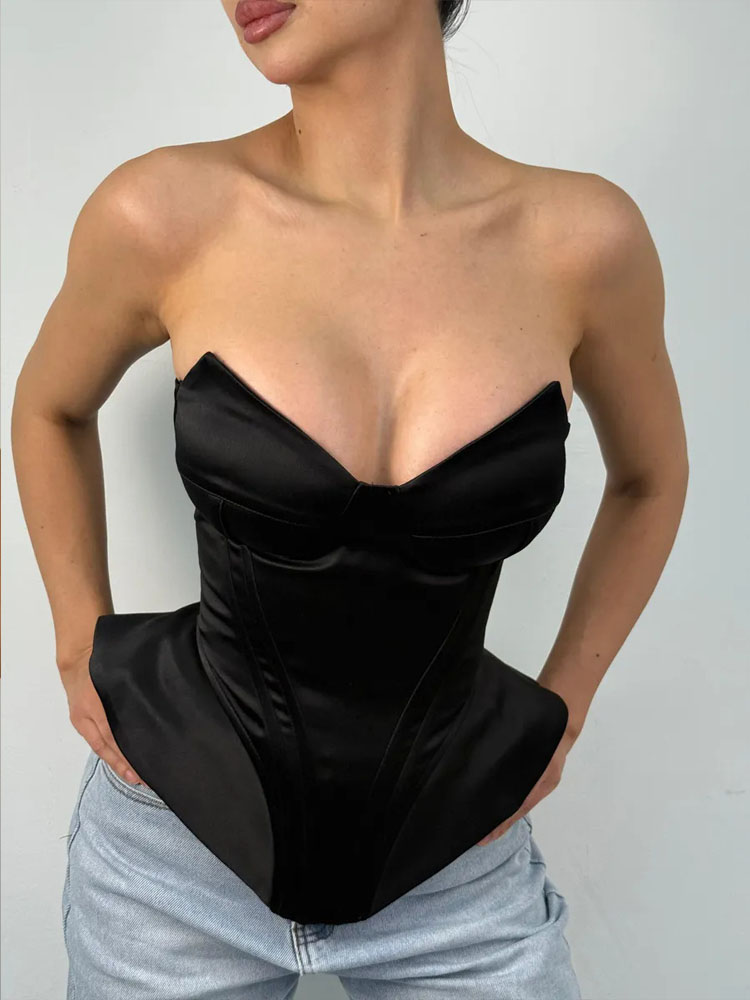 BKQU Sexy Fishbone Strapless C - مراجعة Corset Waist Cinch وسعره