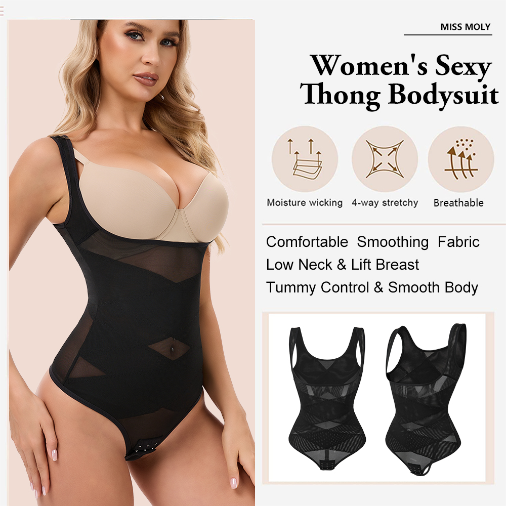 Mesh Thongs Bodysuit Shapewear - مراجعة Shapewear Bodysuit Firm وسعره