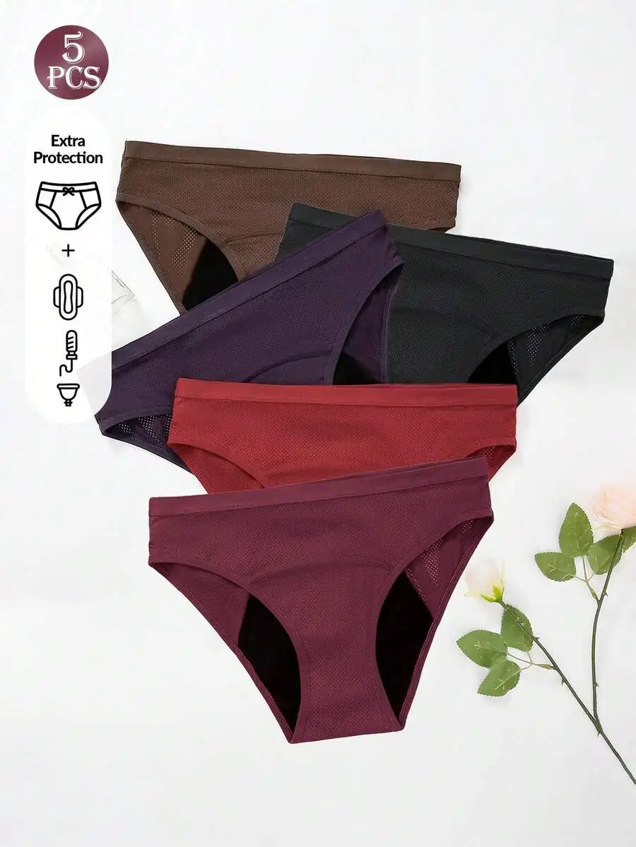 5 Pcs Women Solid Color Absorb - مراجعة Period Panty Absorbent وسعره