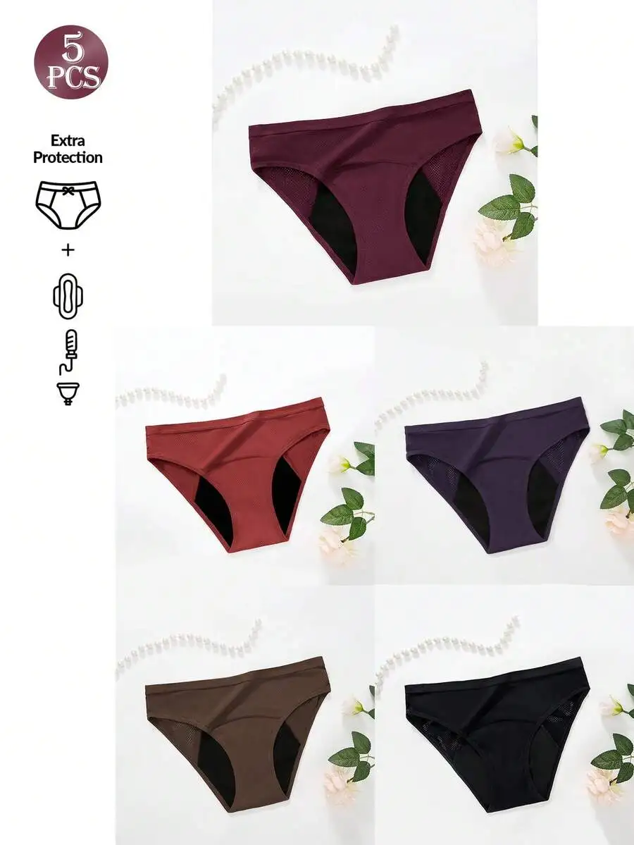 5 Pcs Women Solid Color Absorb - مراجعة Period Panty Absorbent وسعره